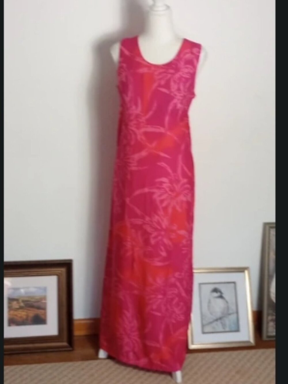 Pink Hawaiian Dress / Ankle Length / Size Small